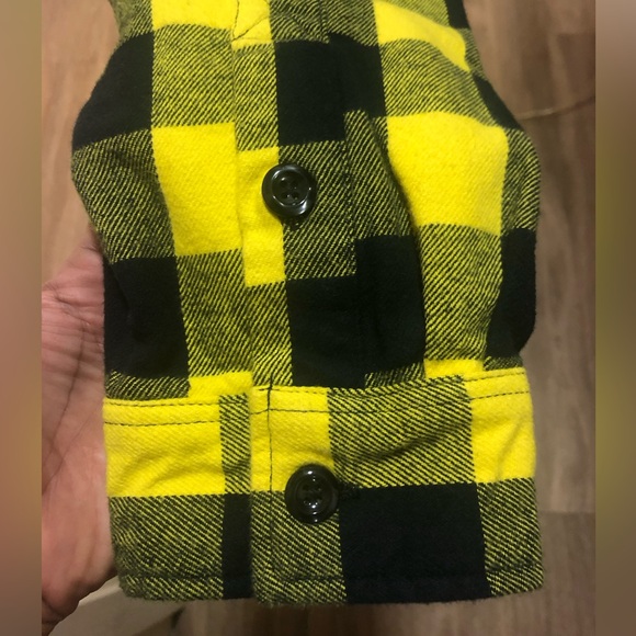 NWT Fashion Nova Plaid Double Layer Woven Hoodie Yellow/Combo - Picture 4 of 11